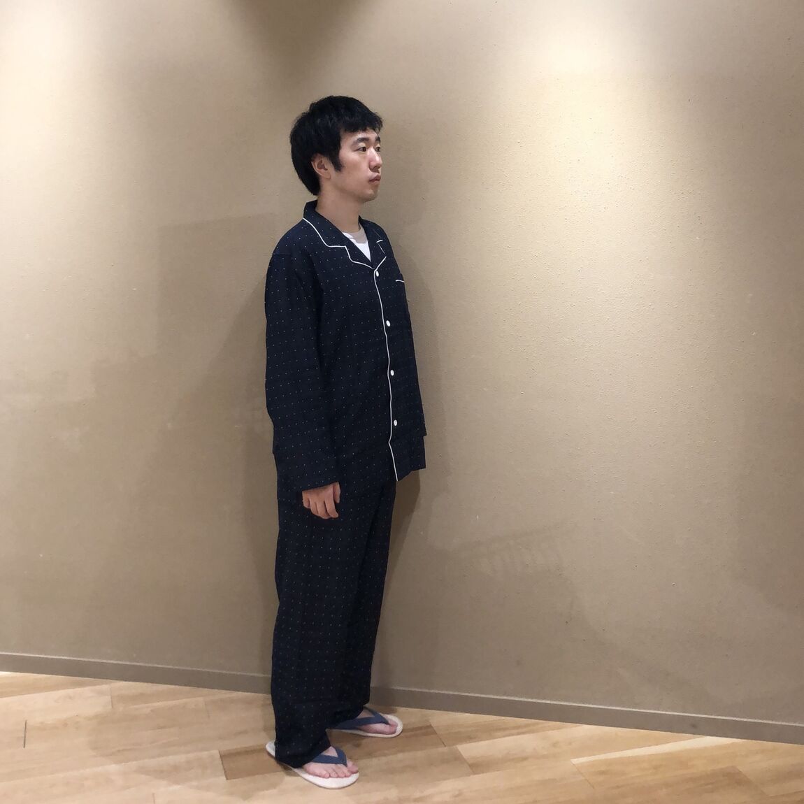 MUJI ダークネイビー 長袖パジャマ L